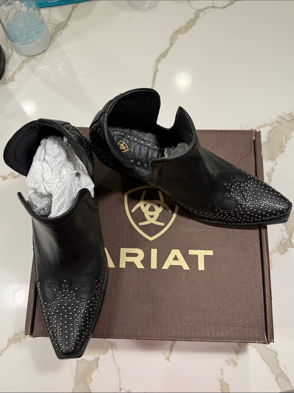 Ariat Black Studded Pointed-Toe Western Chelsea Boots